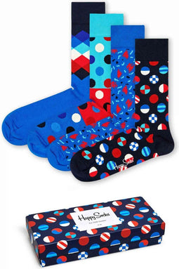 Happy Socks - Gift Box - 4 paar unisex sokken - Navy