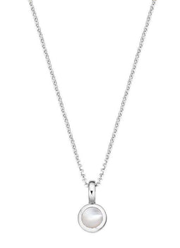 Casa Jewelry Collier Pommy S - Zilveren ketting met parelmoer hanger - Zilver