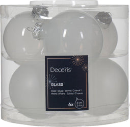 Kerstbal glas d6 cm winterwit 6st kerst
