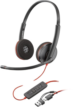 Poly Blackwire C3220 - Binaurale USB-C headset - Volumeregeling en microfoon mute - Zwart