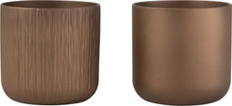 J-Line bloempot Gen - keramiek - goud/koper - large - 2 stuks - Ø 18.5 cm