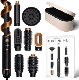 Sansbeauté® 8-in-1 Airstyler - Föhnborstel - 8 opzetstukken - Zwart