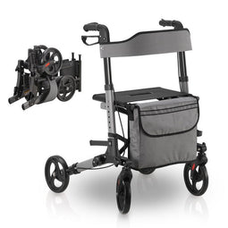 Juskys Aluminium Rollator Vital - Opvouwbaar - Zitting - 63 x 68 x 80-94 cm - Grijs