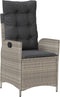 vidaXL - Tuinstoelen - 2 - st - verstelbaar - met - kussens - poly - rattan - lichtgrijs