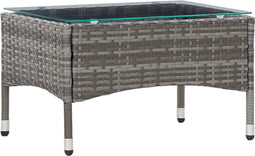 vidaXL - Salontafel - 60x40x36 - cm - poly - rattan - grijs