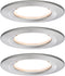 Paulmann Nova Coin - LED-inbouwlamp set van 3 - IP44 78mm 3x6W 2700K Staal geborsteld (set van 3)