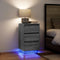 vidaXL - Nachtkastje - met - LED-verlichting - 38x34x65 - cm - grijs - sonoma
