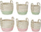 Basket spelset DKD Home Decor Natuurlijk Roze Groen Natuurlijke Vezel 30 x 30 x 32 cm Boho (2 Stuks)