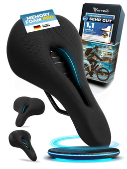 MIVELO Comfort Pro - MTB Fietszadel - Ergonomisch met Memory Foam - 100% Waterdicht - Zwart - 28 cm x 14 cm