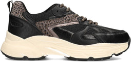 POSH by Poelman AYOKI - Dames sneakers - Chunky zool 4 cm - Zwart met grijs