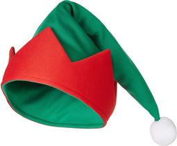 Dressforfun - Klassieke Kaboutermuts - Spits Hoofddeksel met Pompon en Tandenpatroon - Groen/Rood - Maat L