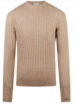 McGregor Cable Crew Neck Sweater Sand – Maat XL, 70% Katoen / 30% Merino Wol