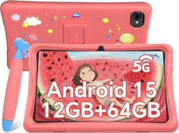 Tablet - 10.1 Inch FHD - 12GB RAM - 64GB ROM - SD 2TB - 5000 mAh - Android 15 - WiFi 6 - Roze