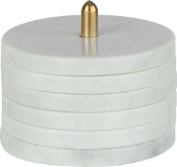 J-Line onderzetter + voet Rond Marmer - steen - wit - 6 stuks