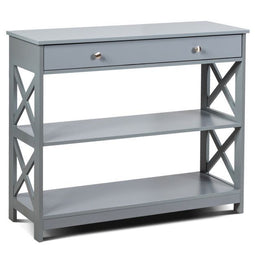 Coast Consoletafel 3-Laags - Houten Haltafel met Lade 100 x 30 x 80 cm - Grijs