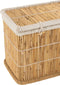 J-Line mand Rechthoekig - bamboe - naturel/wit - 2 stuks