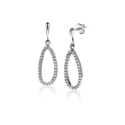 ZINZI zilveren oorsieraden 27mm ovaal met witte Zirkonia's ZIO2038