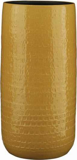 Mica Decorations - Bloemenvaas keramiek okergeel met relief patroon - D25/H50 cm