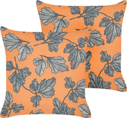 SPIREA - Sierkussen set van 2 - Oranje - 45 x 45 cm - Polyester