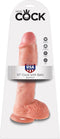 King Cock – 25.4 cm Dildo met Realistische Vormgeving Zuignap en Balzak voor Optimaal Penetratie - beigeig