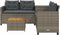 vidaXL - Tuinbank - met - tafel - en - kussens - L-vormig - poly - rattan - grijs
