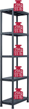 vidaXL - Opbergrekken - 5 - st - 125 - kg - 60x30x180 - cm - kunststof - zwart