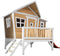 AXI Emma Speelhuis in Bruin/Wit - Met Verdieping en Rode Glijbaan - Speelhuisje op palen met veranda - FSC hout - Speeltoestel voor de tuin