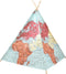 Wereldkaart Tipi Tent Multikleur Wigwam Speeltent / 100% katoen / 120 x 120 x 160 / 2 jaar garantie