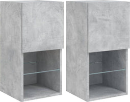 vidaXL - Tv-meubelen - 2 - st - met - LED-verlichting - 30,5x30x60 - cm - betongrijs