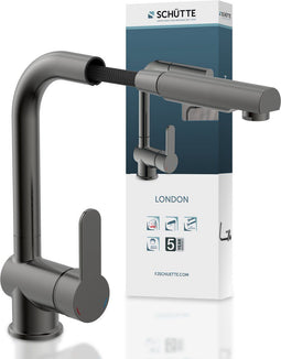 SCHÜTTE London - Keukenkraan - Uittrekbare uitloop 150 cm - Grafiet Mat