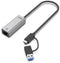Unitek U1313C - USB Hub - 2x USB 3.2 Gen1 5Gb/s - 2.5Gbps Ethernet - 17mm hoog - 61mm breed - 23mm diep