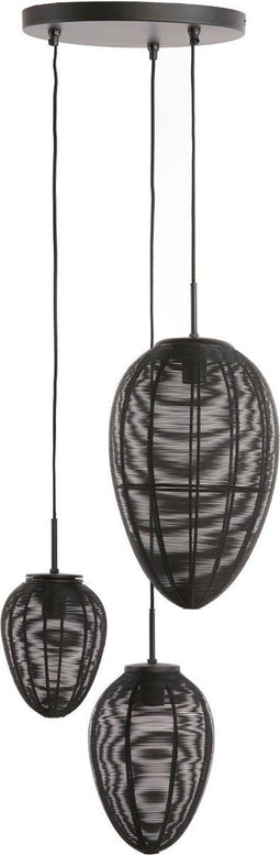 Light & Living Hanglamp Yaelle - Zwart - Ø36cm - 3L - Modern - Hanglampen Eetkamer, Slaapkamer, Woonkamer