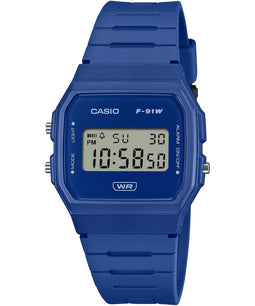 Casio Casio Collection F-91WB-2A1EF Horloge - Kunststof - Blauw - Ø 36 mm
