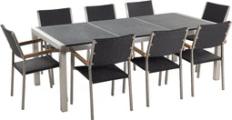 GROSSETO - Tuinset voor 8 Rotan - Grafietgrijs - Graniet