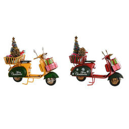Kerstversiering DKD Home Decor Geel Rood Motorfiets 17 x 7 x 14,5 cm (2 Stuks)