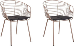 HOBACK - Eetkamerstoel set van 2 - Beige - Metaal