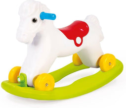 Hobbelpaard en loopfiguur 2 in 1 - Schommelpaard met wielen - Hobbelfiguur - Buiten en binnen speelgoed - Motoriek - Cadeau voor baby en peuter - 2 tot 5 jaar - Groen en wit - 2 in 1 Rocking horse toy with wheels - Sinterklaas