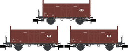Hobbytrain - 3er Set Offene Guterwagen Fbkk Sbb Iv Sbb Kreuz (?/21) * - HOB-H24302