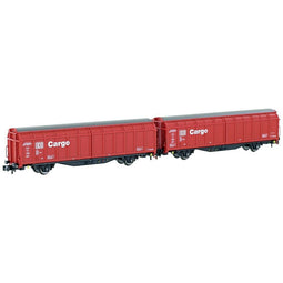 Hobbytrain H24651 N set van 2 schuifwandwagens Hbbilns van de DB Cargo