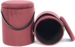 Hocker Arabella 125 2er-Set Rotbraun / Schwarz