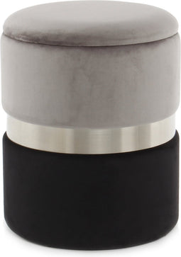 Hocker Zora 125 2er-Set Grau / Silber / Schwarz