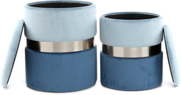 Hocker Zora 125 2er-Set Hellblau / Silber / Blau