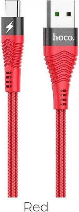 Hoco 5A Snellaad Kabel USB Naar Type-C - Nylon Woven - Data Kabel - 1.2m - Rood