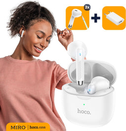 Hoco ES56 Draadloze Oordopjes - Bluetooth Oordopjes - Earpods - Draadloze Oortjes - Oortjes Draadloos - Geschikt Voor Smartphone & Laptop - Wit