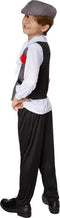 Dressforfun Jongenskostuum swinging charlston 116 - Verkleedkleding - Inclusief hemd vest broek pet halsdoek - Zwart wit grijs
