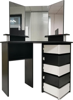 Hoek kaptafel - make up visagie opmaaktafel - 3 spiegels veel opbergruimte