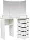 Hoek kaptafel make up visagie opmaaktafel met 3 spiegels veel opbergruimte 111 cm x 142 cm wit