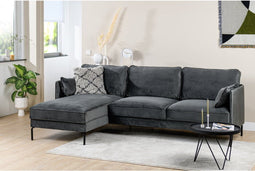Hoekbank Milan Links Stof Velvet Donkergrijs - BY-OLAF - Comfort en Stijl