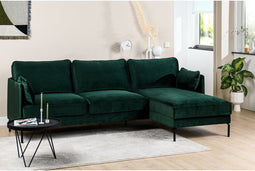 Hoekbank Milan Rechts Velvet Groen - BY-OLAF - Comfort en Luxe
