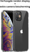 Hoes Geschikt voor iPhone 12 Hoesje Backcover Hybride Transparant Siliconen Case TPU Hoesje + 2 x Screenprotector - Luxe Telefoonhoesje Wallet Case Pasjeshouder PU Leder